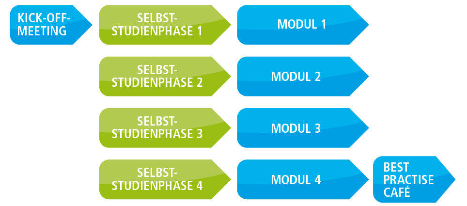 Semper Avanti - Grafik - 4er Modulaufbau Live Online Training